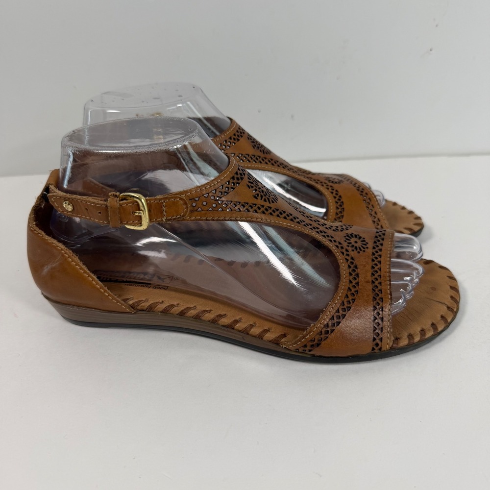 Pikolinos Leather T Strap EU 38 US 7.5 8 Brown Comfort Boho Cottagecore Resort
